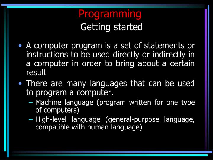 programming getting started