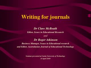 Writing for journals