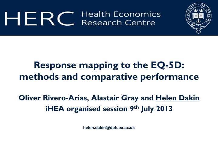 response mapping to the eq 5d methods and comparative performance