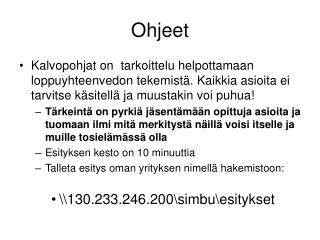 ohjeet