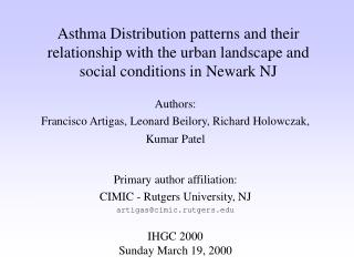 Authors: Francisco Artigas, Leonard Beilory, Richard Holowczak, Kumar Patel