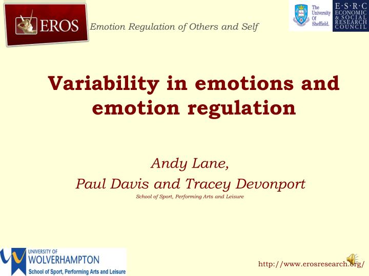 variability in emotions and emotion regulation