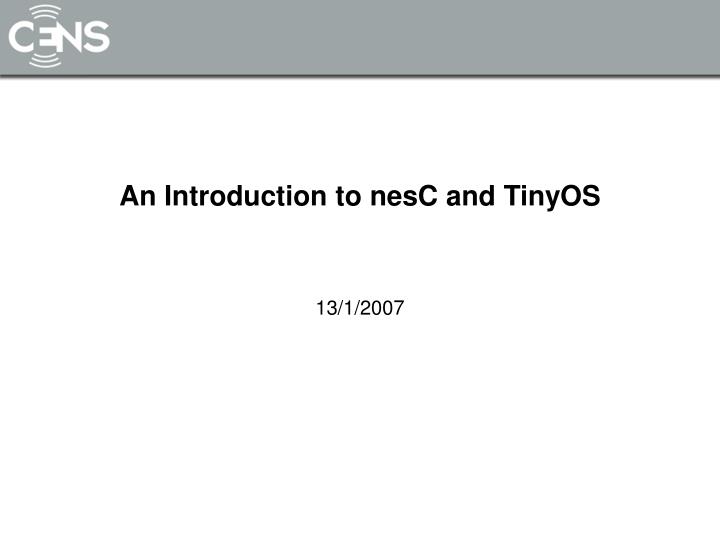 an introduction to nesc and tinyos