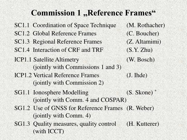 commission 1 reference frames
