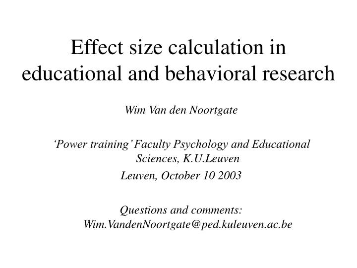 effect size calculation in educational and behavioral research