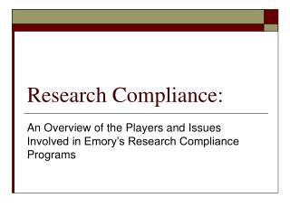 Research Compliance: