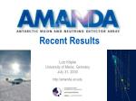 Advances in Cosmic Ray and Neutrino Research: AMANDA and IceCube Contributions - slide 1