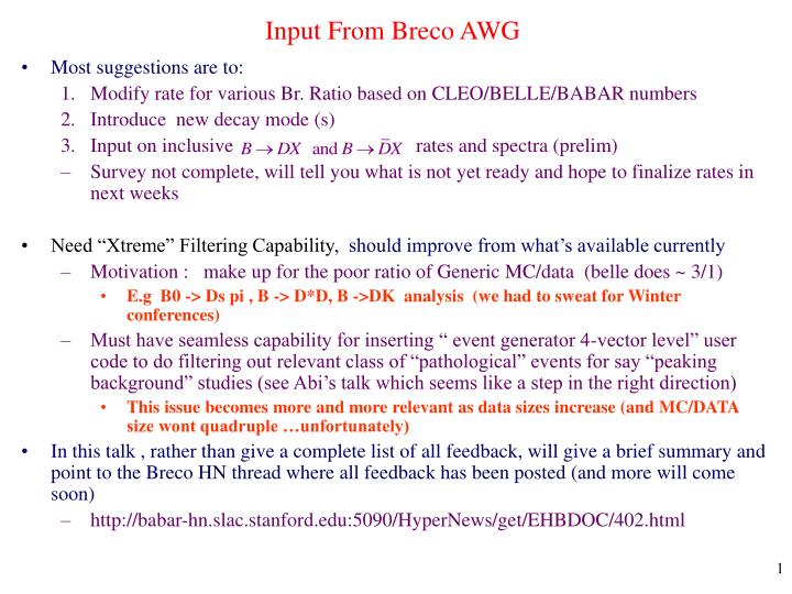 input from breco awg