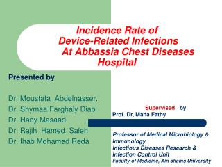 Incidence Rate of Device-Related Infections 	At Abbassia Chest Diseases Hospital