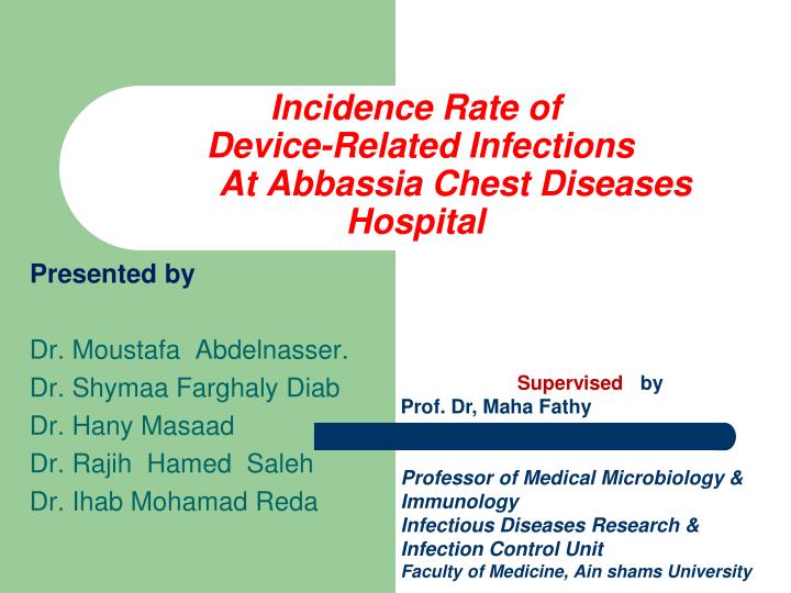 incidence rate of device related infections at abbassia chest diseases hospital