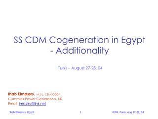 SS CDM Cogeneration in Egypt - Additionality