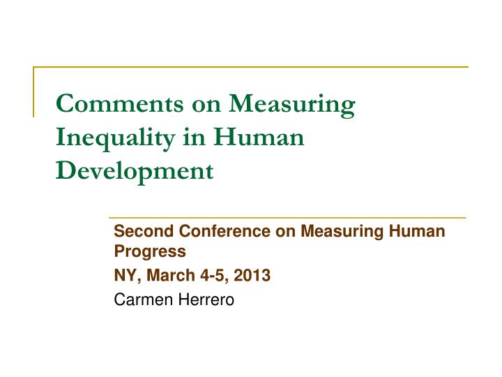 comments on measuring inequality in human development