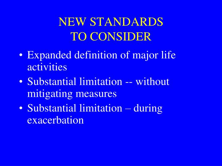 new standards to consider