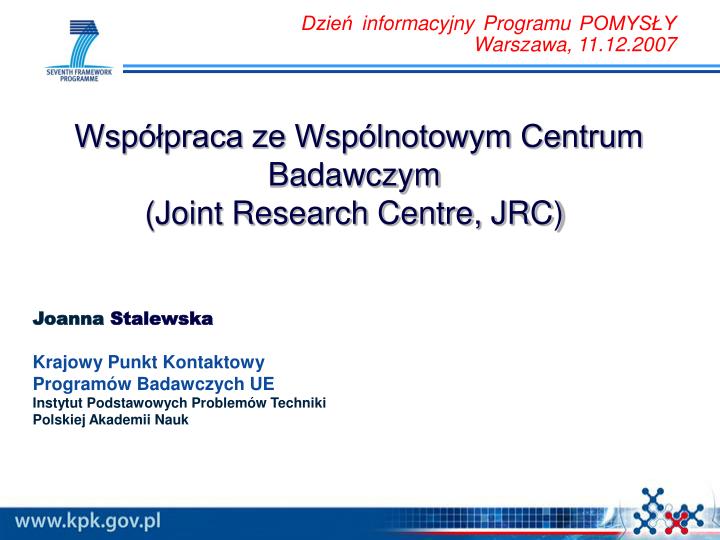 wsp praca ze wsp lnotowym centrum badawczym joint research centre jrc