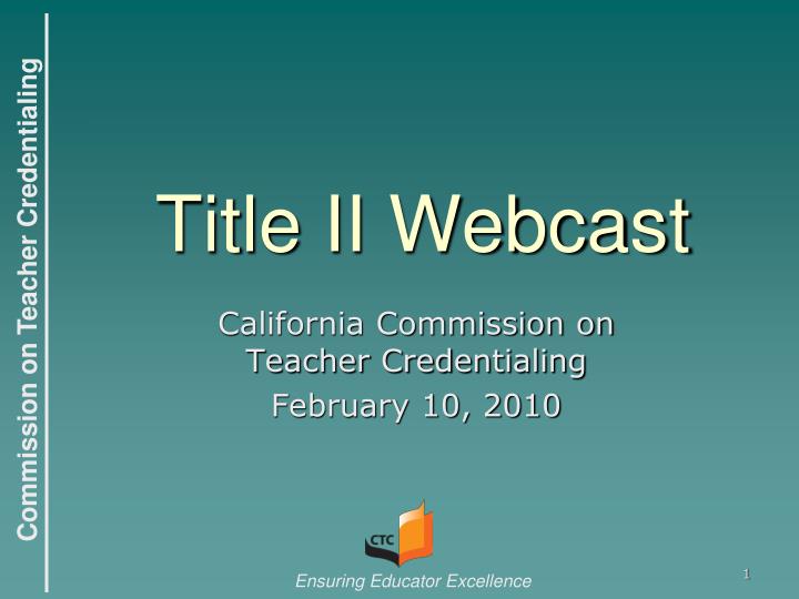 title ii webcast