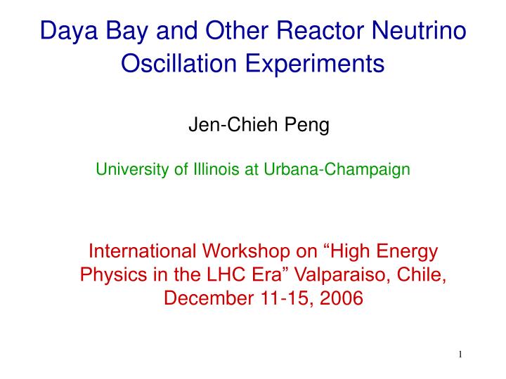 daya bay and other reactor neutrino oscillation experiments