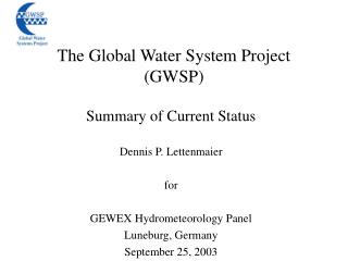 The Global Water System Project (GWSP)