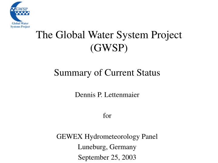 the global water system project gwsp