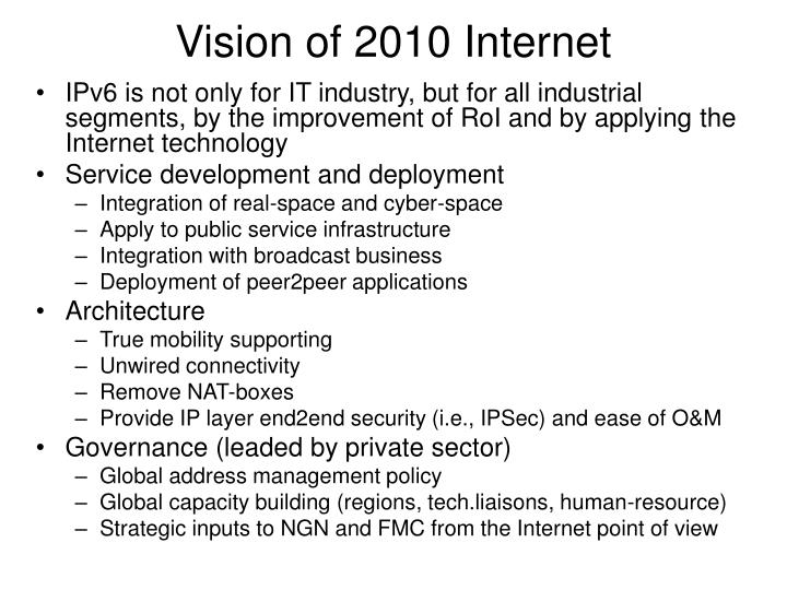 vision of 2010 internet