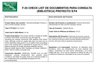 F-25 CHECK LIST DE DOCUMENTOS PARA CONSULTA (BIBLIOTECA) PROYECTO 574