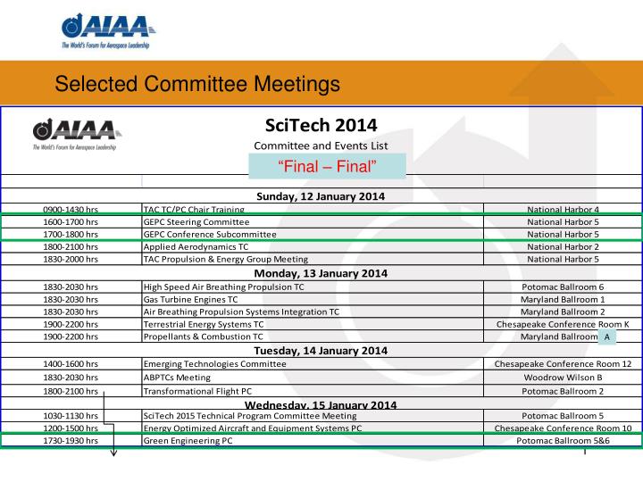 selected committee meetings