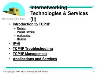 Internetworking Technologies &amp; Services (II)