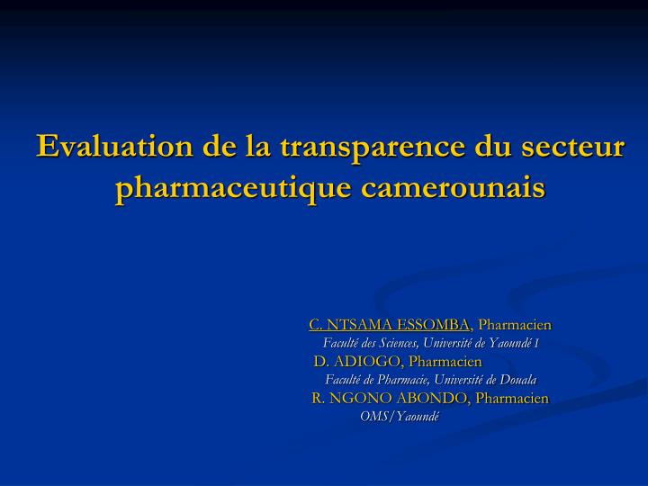 evaluation de la transparence du secteur pharmaceutique camerounais