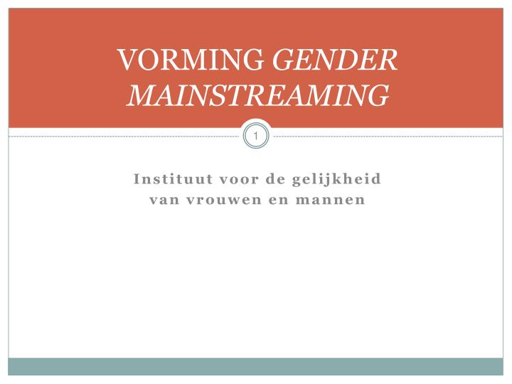 vorming gender mainstreaming