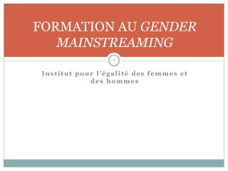 formation au gender mainstreaming
