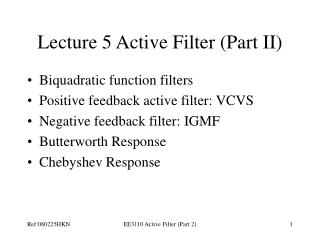 Lecture 5 Active Filter (Part II)