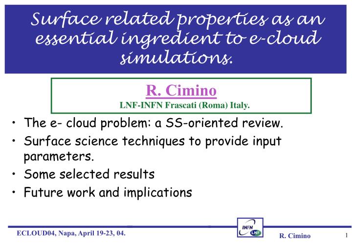 surface related properties as an essential ingredient to e cloud simulations