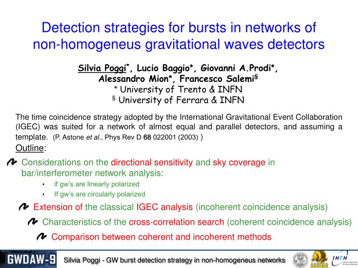 detection strategies for bursts in networks of non homogeneus gravitational waves detectors
