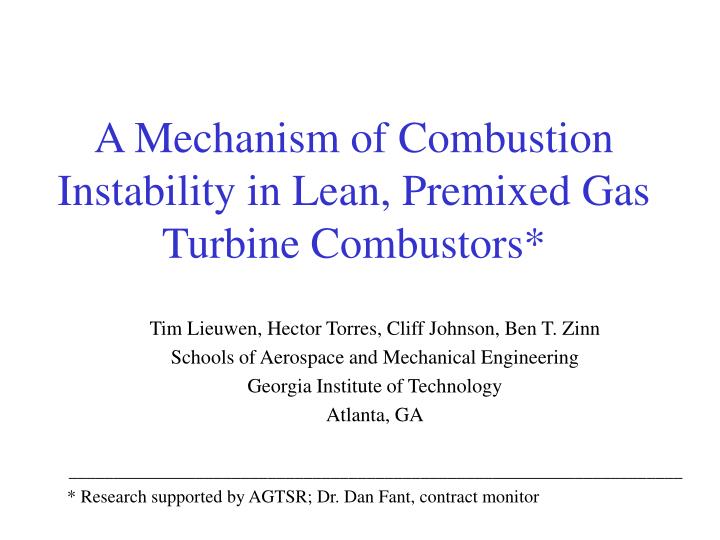a mechanism of combustion instability in lean premixed gas turbine combustors