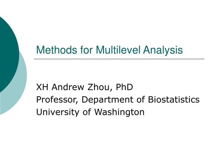 methods for multilevel analysis