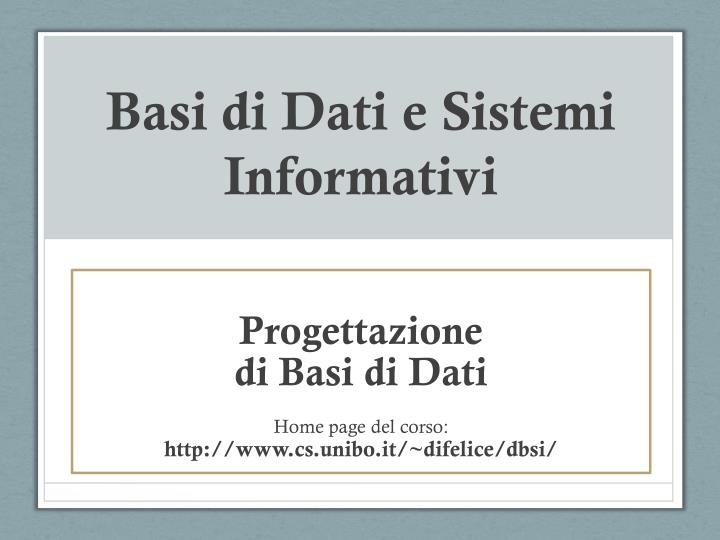 basi di dati e sistemi informativi