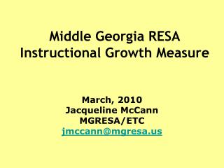 Middle Georgia RESA Instructional Growth Measure