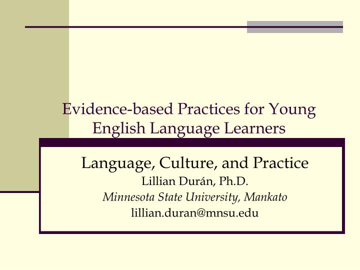 evidence based practices for young english language learners