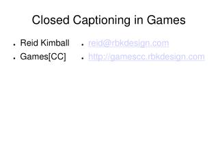 Closed Captioning in Games