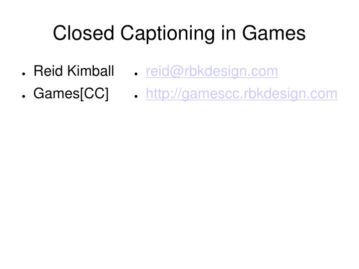 closed captioning in games