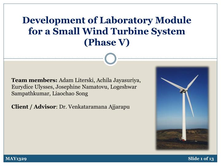development of laboratory module for a small wind turbine system phase v