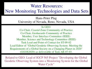 Water Resources: New Monitoring Technologies and Data Sets