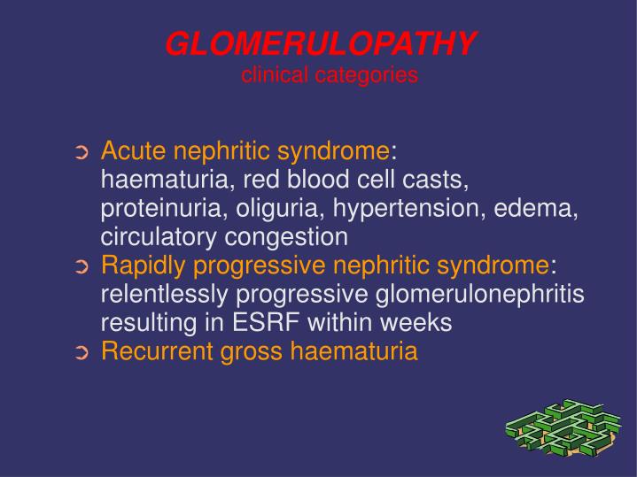 glomerulopathy clinical categories