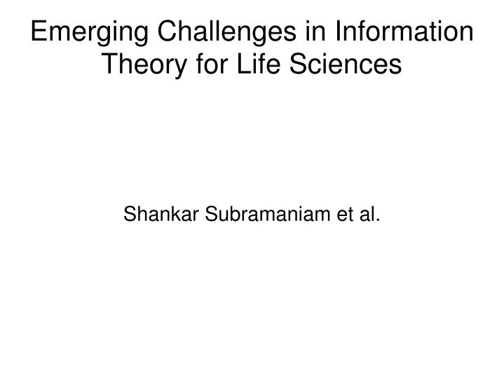 shankar subramaniam et al