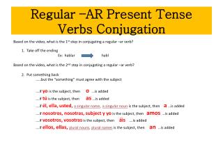 regular ar present tense verbs conjugation