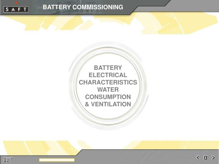 battery electrical characteristics water consumption ventilation