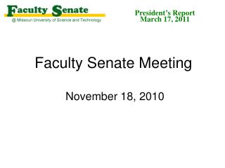 Faculty Senate Meeting November 18, 2010