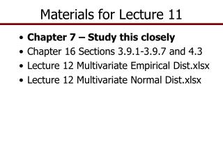 Materials for Lecture 11
