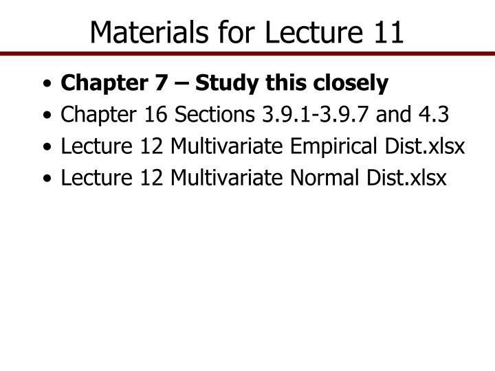 materials for lecture 11