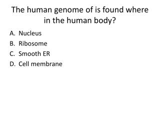 The human genome of is found where in the human body?