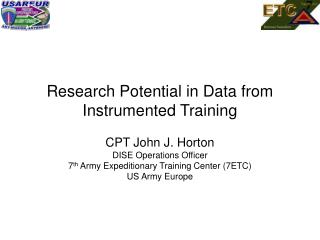 Research Potential in Data from Instrumented Training